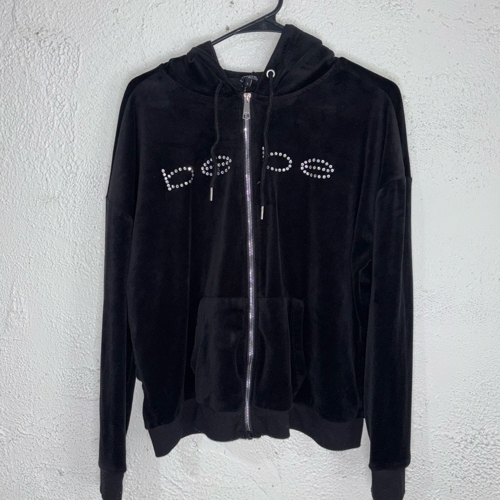 Black Bebe Rhinestone Hoodie